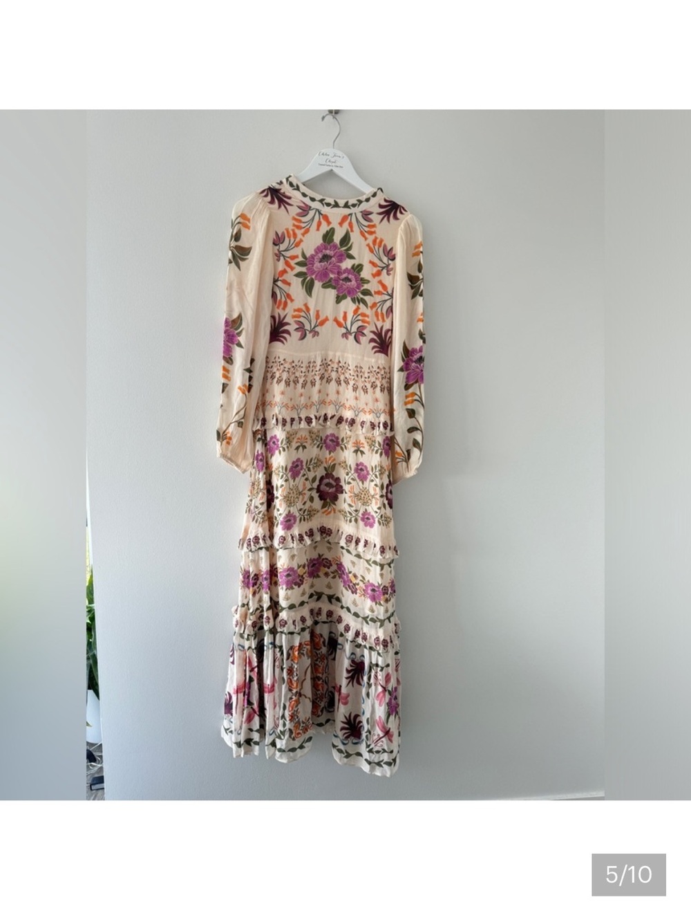 FARM Rio Cream Maxi Dress with Pink & Orange Floral Embroidery - Picture 3 of 8